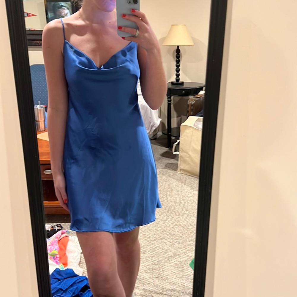 Blue silk dress